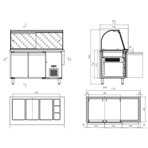 Table réfrigérée professionnelle 2 portes - 314 L CombiSteel