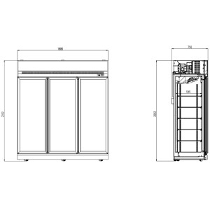 Positieve Koelvitrine met 3 Glazen Deuren - 1530 L - CombiSteel