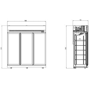 Positive Kühlvitrine mit 3 Glastüren - 1530 L CombiSteel