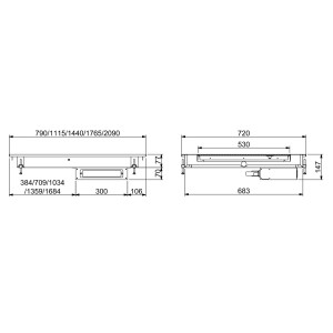 Keramische kookplaat Drop-In - CombiSteel: Vermogen 1355W, Afmetingen 1115x720mm