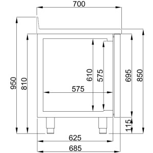 Positieve gekoelde tafel GN 1/1 met 2 deuren - 281 L - CombiSteel