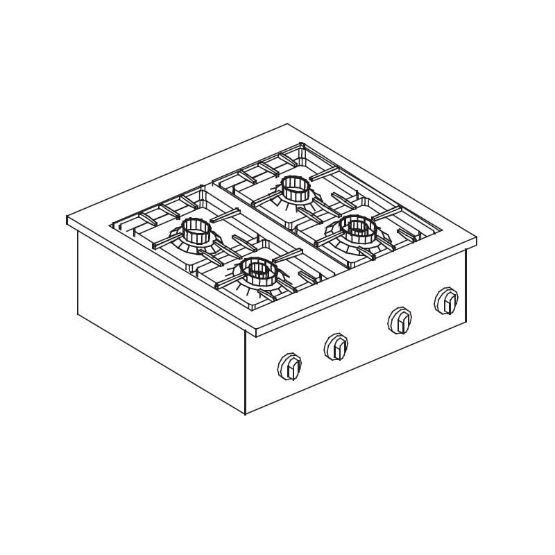 Einbau-Gaskochfeld CombiSteel - 4 professionelle Brenner