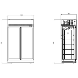 Koelvitrine met twee glazen deuren - 1000 L - CombiSteel