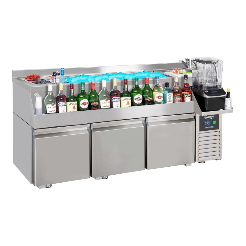 Koelwerkbank 3 Deuren met Cocktailbar - Combisteel