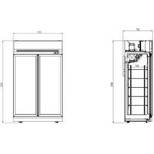 Black 2-Door Glass Freezer - 960 L - CombiSteel