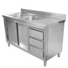 Meubel Spoelbak 2 Bakken met Achterwand - 1400 x 600 mm - Bak aan de Linkerkant - Dynasteel