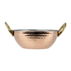 Copper Kadai Dish with Stainless Steel Handles - 400 ml - Olympia