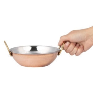 Koperen Kadai Schotel met RVS Handvatten - 660 ml - Olympia