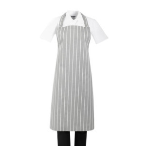 Gestreept Grijs en Wit Bavette Schort - Whites Chefs Kleding