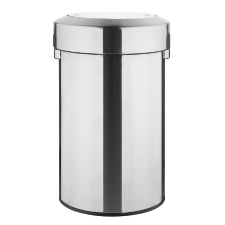 Brushed Steel Trash Can with Swing Lid - 70 L - Bolero