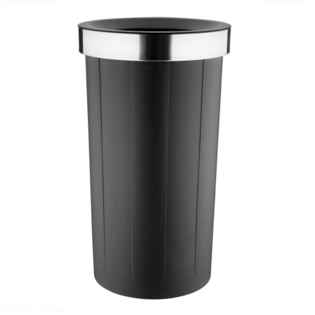 Black Round Polypropylene Bin with Open Lid - 60 L - Bolero