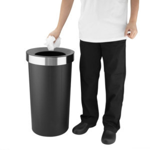 Black Round Polypropylene Bin with Open Lid - 60 L - Bolero