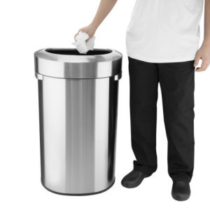 Brushed Steel D Bin with Open Lid - 86 L - Bolero