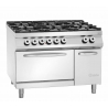 Fornuis met 6 krachtige branders serie 900 - Gasoven GN 2/1 en kast van het merk Bartscher