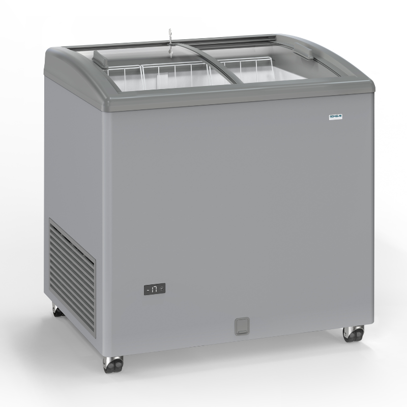 Gefrierschrank Edelstahloptik mit Glasschiebetüren - 170 L - TENSAI