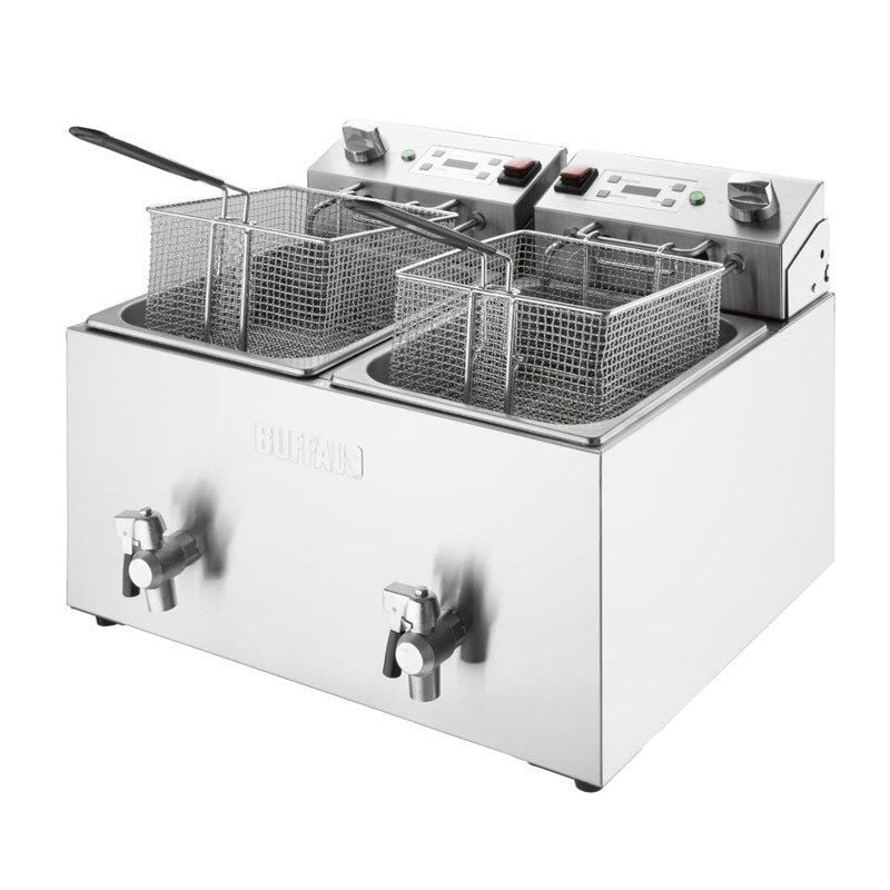 Doppelte elektrische Fritteuse mit Timer - 2 x 8 L - Buffalo Doppelte elektrische Fritteuse mit Timer - 2 x 8 L - Buffalo