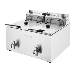 Doppelte elektrische Fritteuse mit Timer - 2 x 8 L - Buffalo