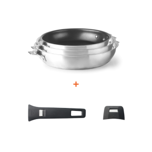 Set de 5 Pièces - Poêles Anti-Adhérentes avec Poignée et Manche Amovibles - Lacor