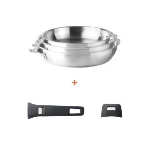 Set de 5 Pièces - Poêles à Frire avec Poignée et Manche Amovibles - Lacor