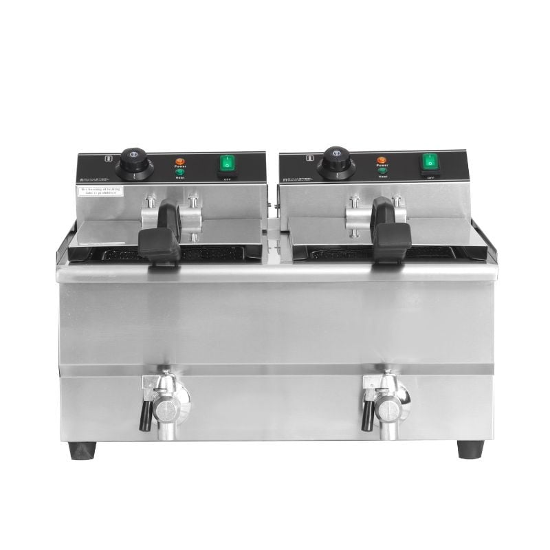 Professional Deep Fryer 2 x 13 L with Drain - Dynasteel: Performance and durability for your kitchen Professional Deep Fryer 2 x 13 L with Drain - Dynasteel: Performance and durability for your kitchen