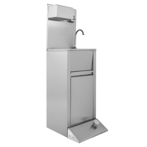Voetbediende Handenwasser met Prullenbak, Zeep- en Papierdispenser - Dynasteel