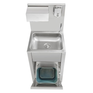 Voetbediende Handenwasser met Prullenbak, Zeep- en Papierdispenser - Dynasteel