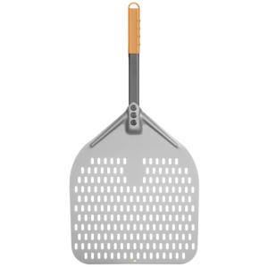 Vierkante Geperforeerde Pizzaschep met Korte Steel - 350x710 mm