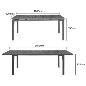 Uitschuifbare Tafel Lattes Valletta Grijs - 1800-2400 mm