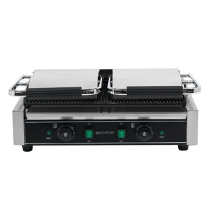 Dubbele contactgrill met geribbelde platen