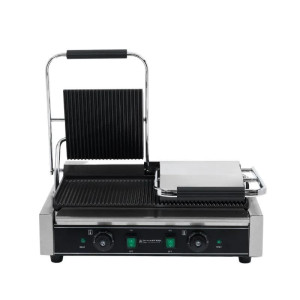 Dubbele contactgrill met geribbelde platen