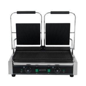 Dubbele contactgrill met geribbelde platen