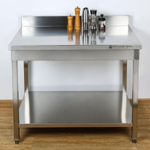 RVS Tafel 800x700 mm Achterwand en Onderste Plank