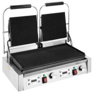 Doppelkontaktgrill mit gerillten Platten