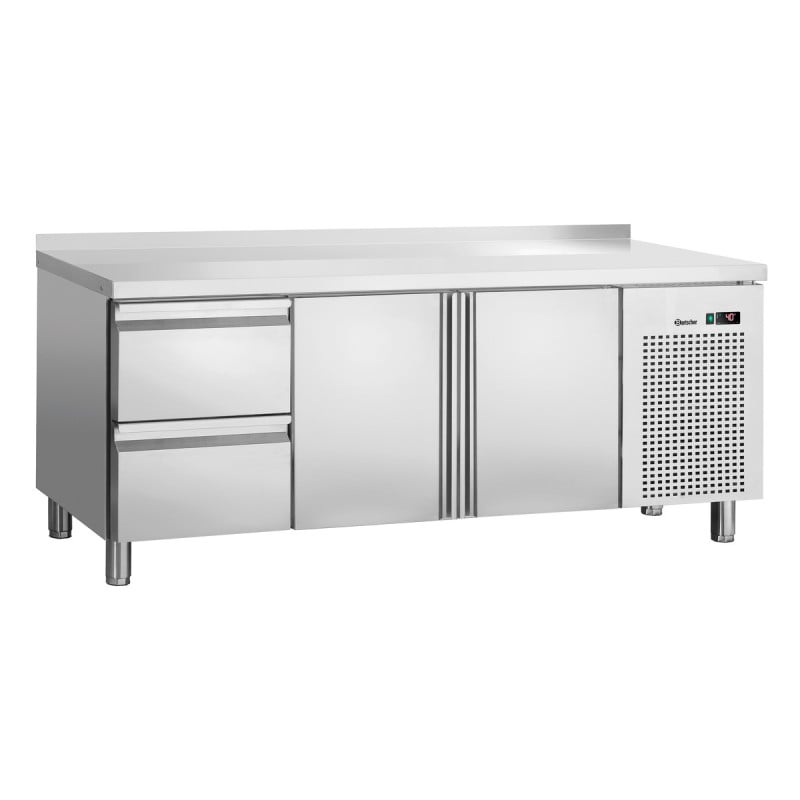 Positive Refrigerated Table 2 Doors and 2 Drawers GN 1/1 with Backsplash Positive Refrigerated Table 2 Doors and 2 Drawers GN 1/1 with Backsplash