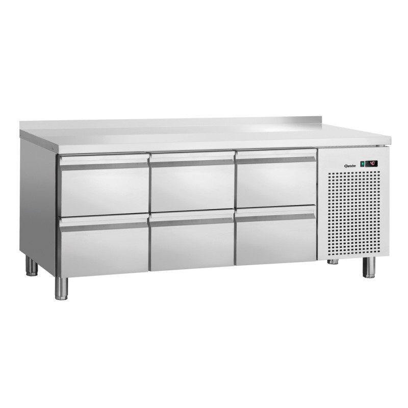 Positieve Koelwerkbank 6 Laden GN 1/1 met Opstaande Rand