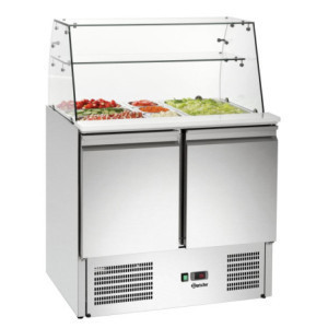 Glazen Vitrine voor Gekoelde Saladette met 2 Deuren