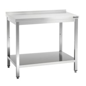 Roestvrijstalen Werktafel met Lage Plank en Achterwand - D 700 mm - L 1200 mm - Bartscher