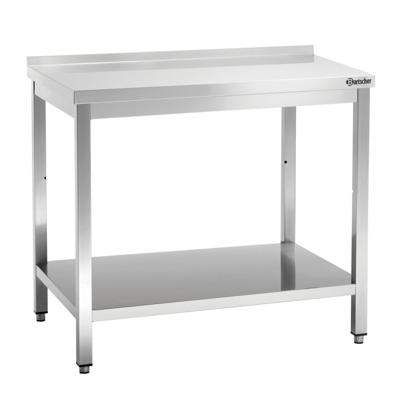 Roestvrijstalen Werktafel met Lage Plank en Achterwand - D 700 mm - L 1200 mm - Bartscher
