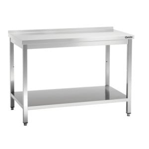Roestvrijstalen Werktafel met Lage Plank en Achterwand - D 700 mm - L 1400 mm - Bartscher