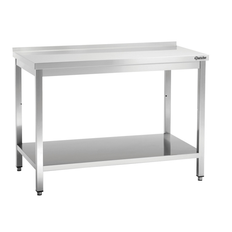 Roestvrijstalen Werktafel met Lage Plank en Achterwand - D 700 mm - L 1400 mm - Bartscher