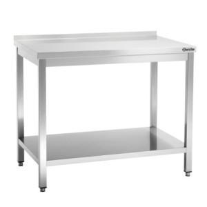 Roestvrijstalen Werktafel met Lage Plank en Achterwand - D 700 mm - L 1000 mm - Bartscher