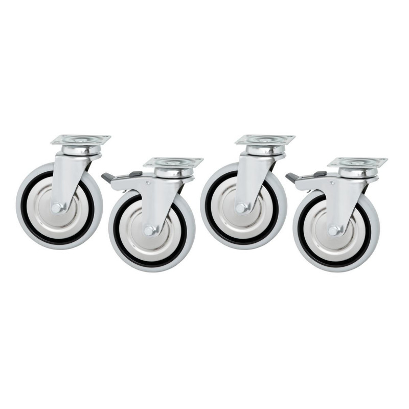 Wielen voor RVS Lage Meubel en Verwarmingskast - Set van 4 - Bartscher Wielen voor RVS Lage Meubel en Verwarmingskast - Set van 4 - Bartscher