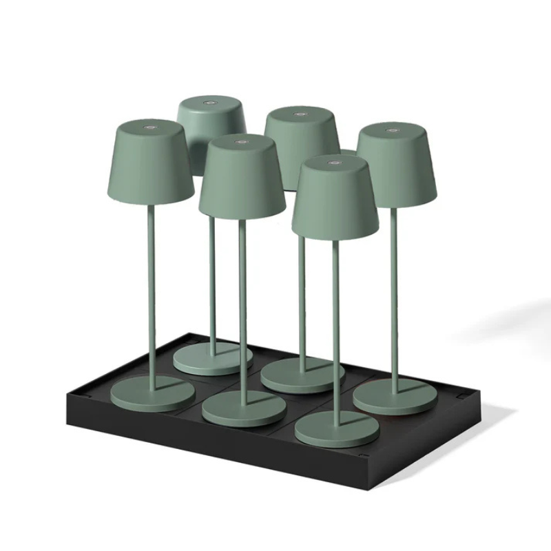 Touch LED Tafellamp Kelly Olive met Oplaadstation - Set van 6 - Lumisky