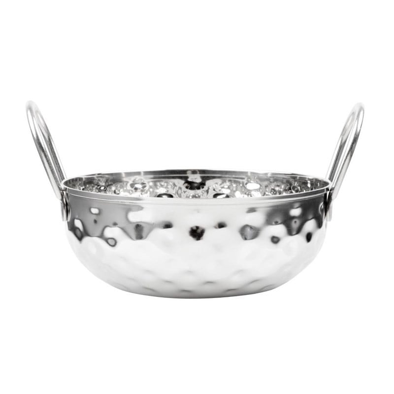 Gehämmerte Kadai-Schale aus Edelstahl Tischpräsentation 150 mm - Gastronoble