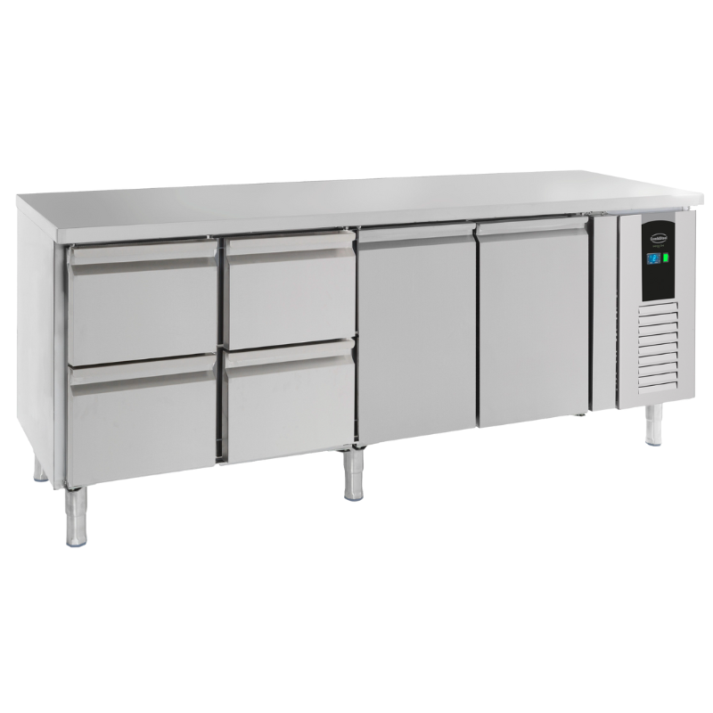 Positive Refrigerated Table with 2 Doors and 4 Drawers Energy Line - 393 L