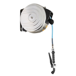Edelstahl-Wandaufroller mit Verkleidung und Lebensmittelschlauch - 15 m