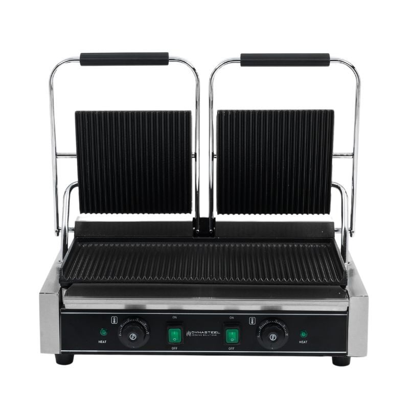 Grill Panini Dubbel - Geribbelde Platen - Dynasteel