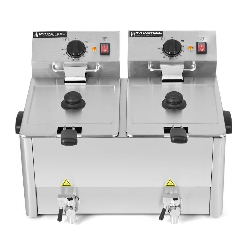 Professionele Friteuse 2 x 8 L met Aftap - Dynasteel Professionele Friteuse 2 x 8 L met Aftap - Dynasteel