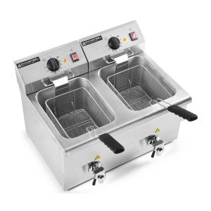 Professionelle Fritteuse 2 x 8 L mit Ablass - Dynasteel