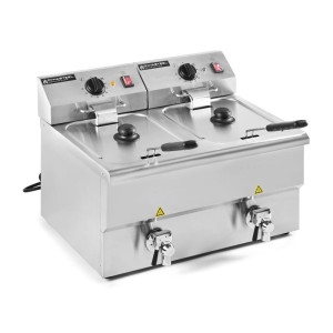 Professionelle Fritteuse 2 x 8 L mit Ablass - Dynasteel